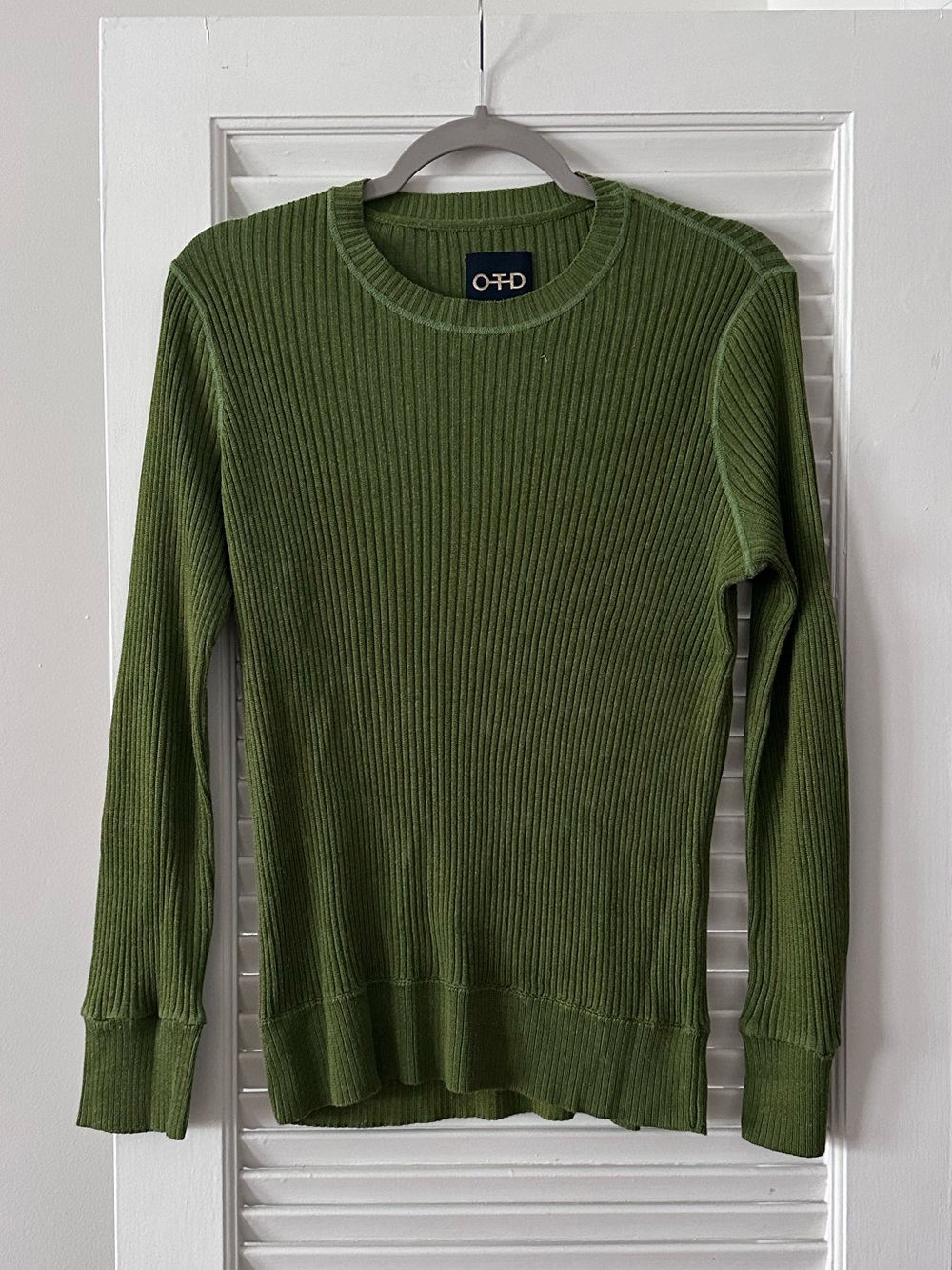 OTD (On This Day) Ribbed Poor Boy Knit Crewneck Sweater — Olive Green